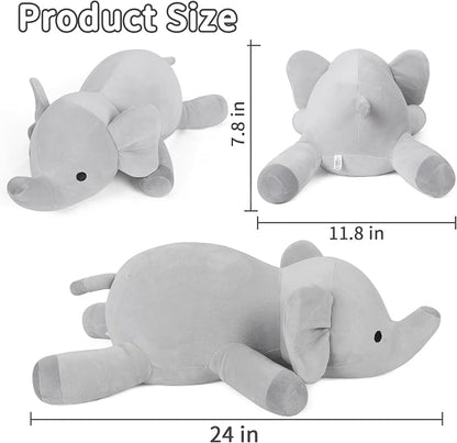 Elephant Weighted Stuffed Animals 24in 4.2lbs, Big Weighted Stuffed Animal Elephant Plush Toys Plushies Pillows Gifts for Kids, Adutls, Boys and Girls
