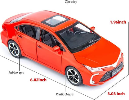 BDTCTK Compatible for 1:32 Corolla Model Car, Zinc Alloy Pull Back Toy Car with Sound and Light for Kids Boy Girl Red