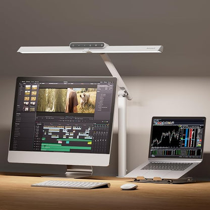 Honeywell HJ1 Sunturalux LED Clamp Desk Lamp 1200LM for Computer | CRI≥97, 4 Color Temps, Eye-Caring, Architect Task Lamp for Workbench, Reading, White