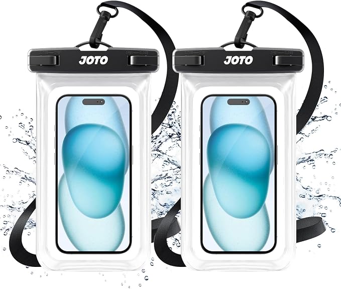 JOTO 2 Pack Universal Waterproof Phone Case for iPhone 17 Air 16 15 14 13 12 11 Plus Pro Max, IPX8 Cellphone Dry Bag XR X SE, Galaxy S23 S22 S21 S20+ S20 S10 Plus Note, Pixel up to 7" -Clear