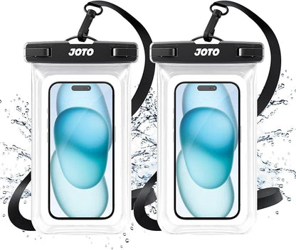 JOTO 2 Pack Universal Waterproof Phone Case for iPhone 17 Air 16 15 14 13 12 11 Plus Pro Max, IPX8 Cellphone Dry Bag XR X SE, Galaxy S23 S22 S21 S20+ S20 S10 Plus Note, Pixel up to 7" -Clear