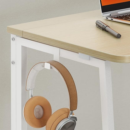 WOHOMO Folding Desk, 47.2" Foldable Computer Table for Small Spaces, Oak | Easy Assembly and Fold, Sturdy Home office desks for Study Bedroom Dorm Space Saving Writing Work Apartment