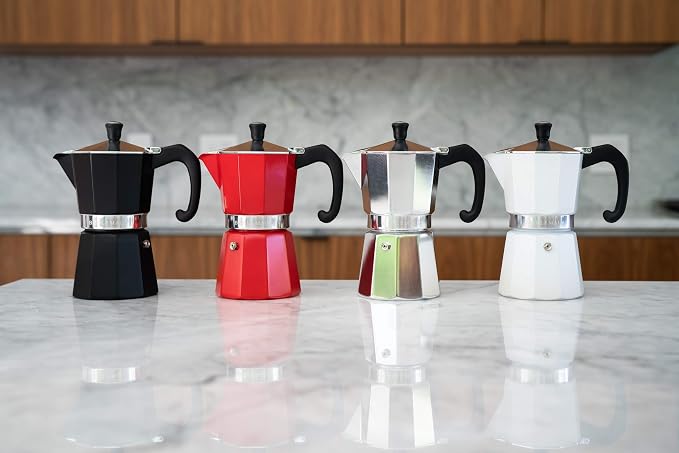 Bellemain Stovetop Espresso Maker, Italian Moka Pot, 3-Cup Silver | Classic aluminum design brews rich espresso at home or camping, with an easy-to-use and easy-to-clean design.