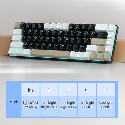 MageGee Portable 60% Mechanical Gaming Keyboard, MK-Box LED Backlit Compact 68 Keys Mini Wired Office Keyboard with Brown Switch for Windows Laptop PC Mac - Black/Coffee Color