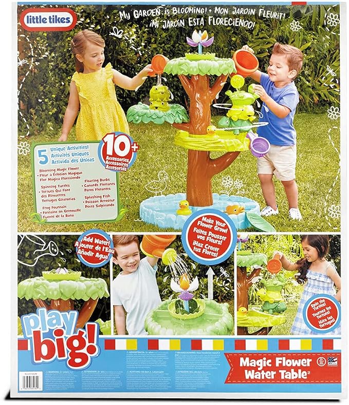 Little Tikes Magic Flower Water Table with Blooming Flower and 10+ Accessories, Multicolor, (Model: 651342M), Medium