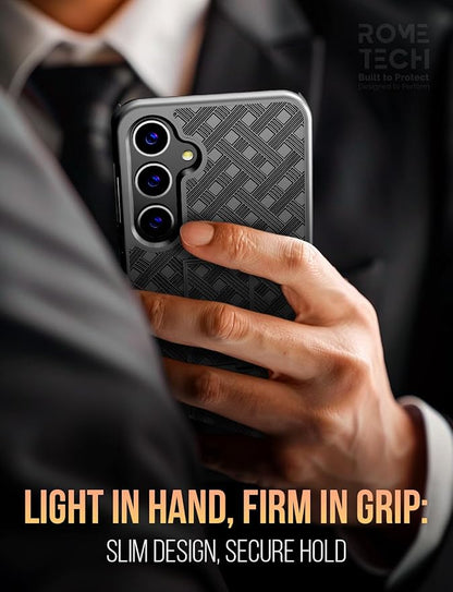 Designed for Samsung Galaxy S24 Case with Belt Clip Holster | Rugged Holster & Protective Phone Case Combo with Anti-Slip Texture - Black