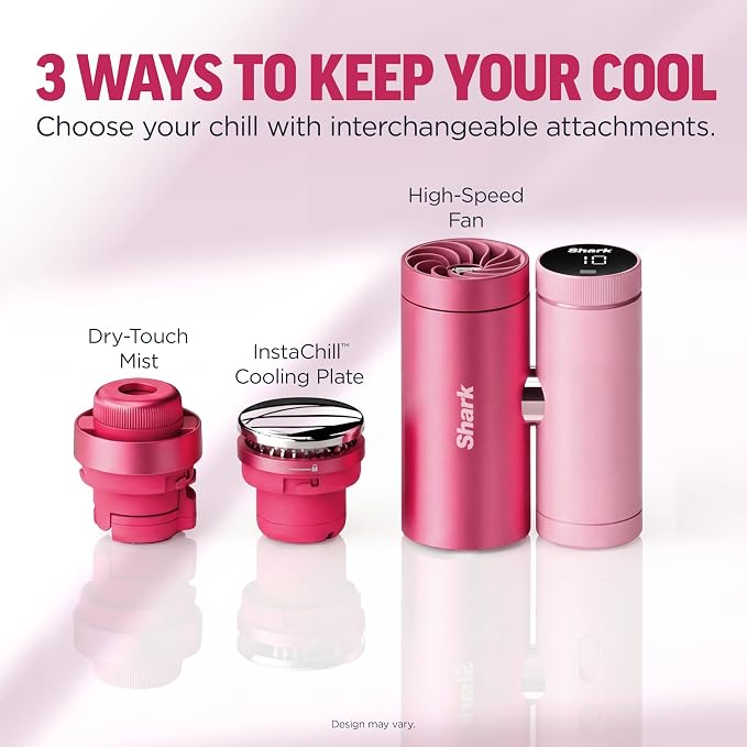 Shark ChillPill – The Only 3-in-1 Personal Cooling System with Fan, InstaChill Cooling Plate & Dry-Touch Mist – Portable, Handheld, Drops Skin Temp Up to 16°F, 10 Speeds, Rose Gold, FA022GD