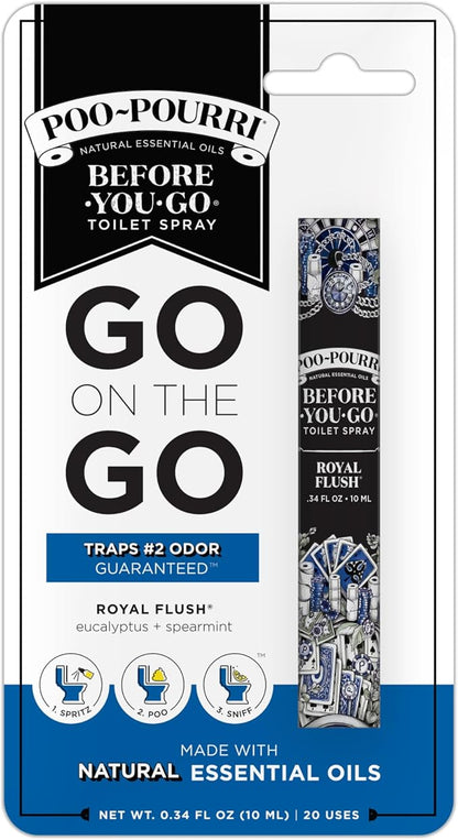 Poo-Pourri Before-You-Go Toilet Spray, Royal Flush, Travel Size 10 mL - Eucalyptus and Spearmint (Pack of 2)