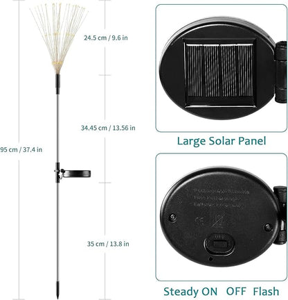 JJGoo Solar Firework Lights, 2 Pack 180 LEDs 2 Lighting Modes Solar Lights Outdoor Waterproof for Garden Patio Walkway Pathway Party Wedding Christmas Decorative - Orange and Purple