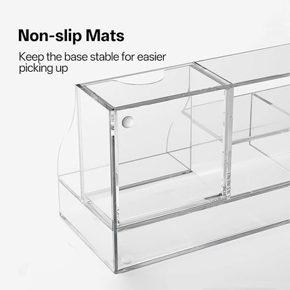 HBlife Acrylic Desk Organizer with Drawer, Pen & Pencil Holder, Multifunctional Desktop Caddy for Office Supply and Organization (Clear)