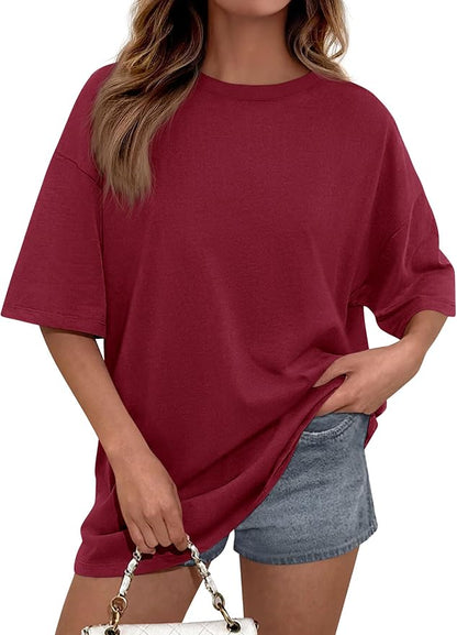 PRETTYGARDEN Womens 2026 Spring Going Out Tops Casual Short Sleeve Crewneck Loose Fit Basic Oversized T Shirts Summer Outfits