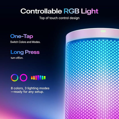 MAONO DGM20S USB Microphone for PC with Clear Voice & Noise Reduction | RGB Lighting, Tap-to-Mute, Gain Control, Monitoring and Boom Arm for Discord Gaming, Streaming, Content Creation.Pink