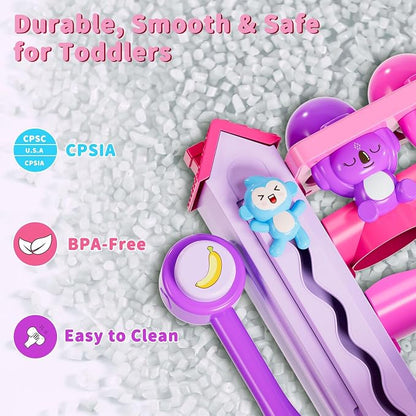 Musical Toddler Toys for 1 2 3 Years Old, Educational Baby Toys 12-18 Months with Bilingual Toddler Learning, Interactive Toys for 1 Year Old Girl, Christmas Birthday Gift for 1 Year Old Girl (Purple)