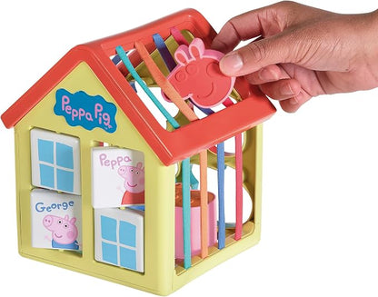 TOMY Toomies Grow with Peppa Pig - Peppa’s Activity House - Kids’ Activity Center with Sensory Shape Sorting and Color Matching Games - Includes 4 Peppa Pig Family Textured Blocks - 18 Months and Up