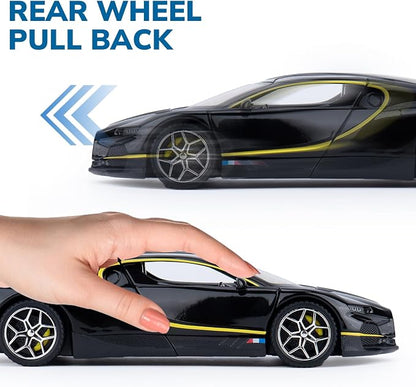 Car Toys for Boys 1 32 Diecast Cars Collectibles Car Model Kit,Metal Toy Car for Boys and Girls,Pull Back Cars with Lights and Sounds,Cars for Kids Ages 3-5（Black）
