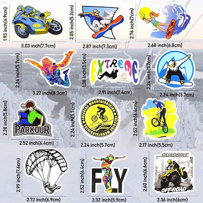 QTL Sport Stickers for Teens Kids Sport Stickers for Water Bottle Skateboard Laptop Waterproof Vinyl Packs 50Pcs