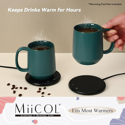 Miicol Ceramic Coffee Mug, 16 oz Large Coffee Cup, Tea Mug with Handle, Flat Bottom Mug for Men, Women, Office, Microwave and Dishwasher Safe, Multi-Color, Turquoise