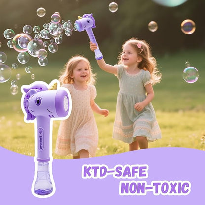 Unicorn Automatic Bubble Wand,Fully Automatic Bubble Machine Wand Toy,Suitable for 3-8 Years Old Toddler Outdoor Play,Cute Summer Toy, Perfect Easter, for Little Girls and Boys (Purple)
