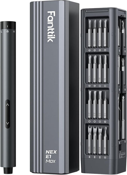 Fanttik E1 Max Precision Electric Screwdriver, Mini Screwdriver Set(Grey) | 50 Magnetic Bits, Magnetic Storage, 0.2N.m, 5/32‘’ Precision Repair Tool Kit for Electronics Phone Camera Laptop Watch