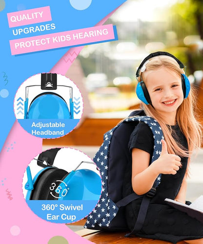ZOHAN 032 Kids Noise Cancelling Headphones - 25dB NRR Kids Ear Protection, Hearing Protection Safety Ear Muffs for School Monster Truck Fireworks Traveling Studying Concerts Autism - Blue