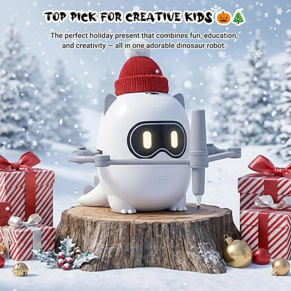 Joso Drawing Robot Toys for 3-8 Year Old Kids with 200 Cards & 22 Pens | Montessori Painting Learning Toys with Smart Card Scanning Recognition & Voice Interactive for Boys Girls Birthday Party
