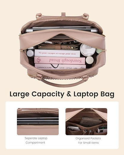 LOVEVOOK Tote Bag for Women,Light Puffer Tote Bag with Multi-pockets,Stylish Carry on Laptop Bags for Daily,Travel,Work,Gym