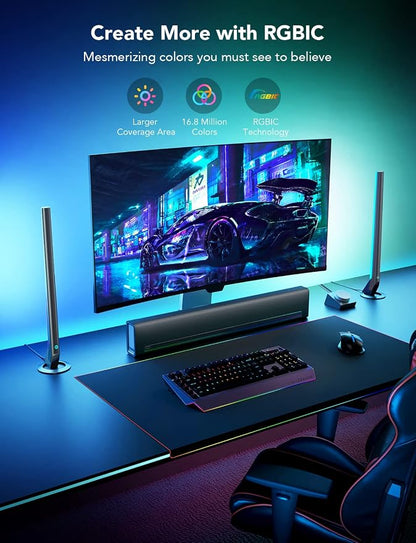Govee RGBIC Gaming Light Bars H6047 with Smart Controller, Wi-Fi Smart LED | Gaming Lights with Music Modes and 60+ Scene Modes Built, Works with Alexa & Google Assistant, New Year Lights Decor