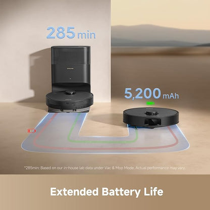dreame D20 Plus Robot Vacuum and Mop, Detangling DuoBrush for Pet Hair | 13,000Pa Suction, Self-Emptying with 5L Dust Bag, LDS Mapping, App & Voice Control, Ideal for Hard Floors & Carpets