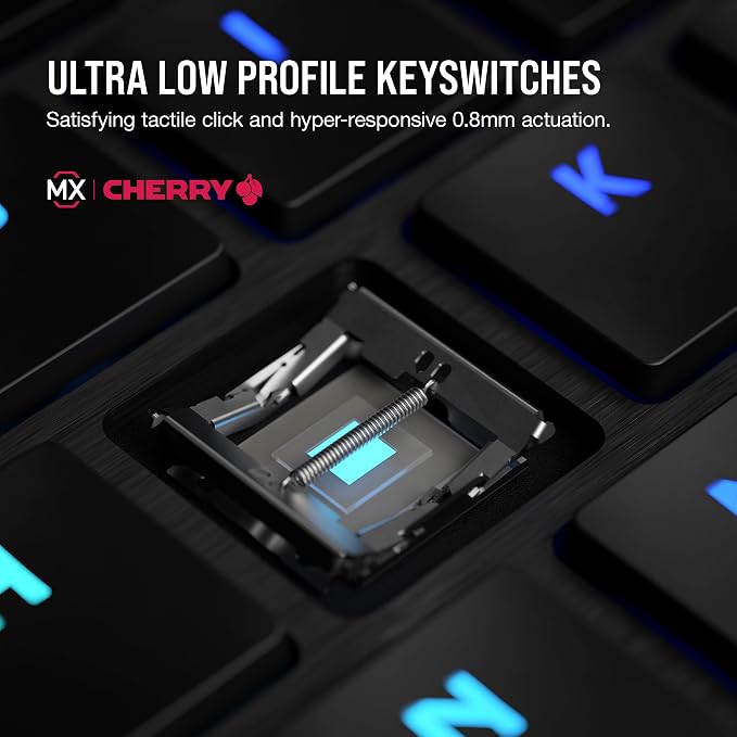 Corsair K100 AIR Wireless RGB Mechanical Gaming Keyboard - Ultra-Thin, Sub-1ms Slipstream, Low-Latency Bluetooth, Cherry MX Ultra Low Profile Keyswitches - NA Layout, QWERTY - Black