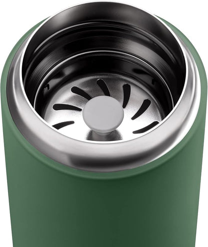 Fellow Carter Move Ceramic Lined Travel Coffee Mug 16 oz - Leak-Proof Lid | No Metallic Taste, Dishwasher Safe, Hot 12Hr Cold 24Hr, Stainless Steel Tumbler, BPA-Free, Fits Cup Holders, Cargo Green