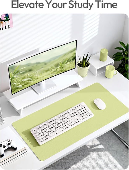 YSAGi Leather Desk Protector, Office Mat, Large Mouse Mat, Non-Slip PU Leather Blotter, Laptop Pad, Waterproof Writing Pad for Office and Home (Peak Green, 47" x 17")