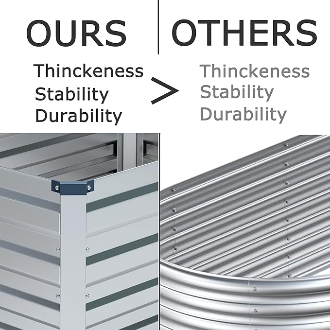 4x3x1ft(2 Pack) Galvanized Raised Garden Bed,Outdoor Planter Box Metal Patio Kit Planting Bed for Vegetables Flowers Herb,Silver