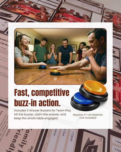 Family Feud Style Buzzer Game for Family Reunion and Game Night, Survey Question Cards, Final Round Comeback, Fun for All Ages, Prevent Awkward Silence at Parties (Reunion Special Edition)