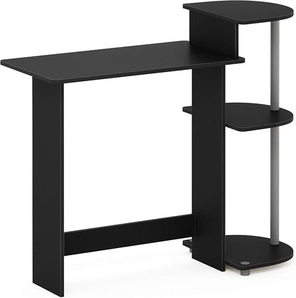 Furinno Compact 29-Inch Computer Desk, Gaming Desk with Shelves, Office Desk with Book Shelf, for Home Office, Study Room, Dorm, Bedroom, Black