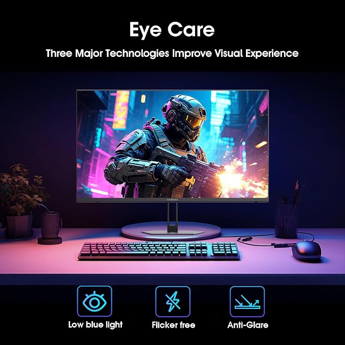 Amzfast 24 Inch Gaming Monitor 200Hz FHD 1080p Computer Monitor, 1ms Adaptive Sync, 3000:1, 129% sRGB, HDR Display, Eye Care, VESA 75x75, Metal Stand, HDMI 2.0 | DP 1.4, AMZG24X1