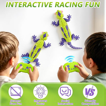 RC Wall Climbing Gecko, Rechargeable Remote Control Lizard Robot for Kids | 360° Rotating Wall Crawler Toy with LED Eyes, RC Stunt Car Toy Birthday Christmas Gift for 3-12 Year Old Boys Girls