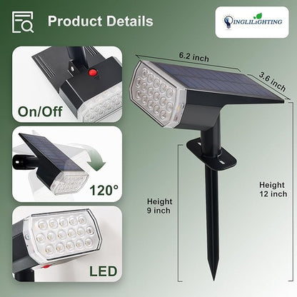 DINGLILIGHTING Solar Lights Outdoor Waterproof: IP65 Led Spot Light Decorations for Garden - 3 Lighting Modes Solar Powered for Yard - Halloween Christmas Lights Landscape Pathway Patios 4PC Warm
