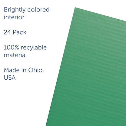 Flipside Products 18”x 48” Green Study Carrel, Privacy Boards, Student Privacy and Focus Booth for The Classroom, Desk Divider Cubby for Tests, Made in USA - 24 Pack