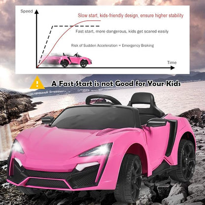 Costzon Ride on Car, 12V Battery Powered Electric Vehicle w/Manual & Remote Control Modes, LED Lights, Horn, Music, MP3, USB, TF, 3 Speeds, Spring Suspension, Ride on Toy for Boys & Girls (Pink)