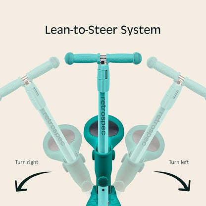 Retrospec Chipmunk Plus Kids’ Kick Scooter 3+ Years - Height Adjustable 3 Wheel Scooters - Learn to Steer, Foldable Seat, LED Lights, & No-Slip Deck