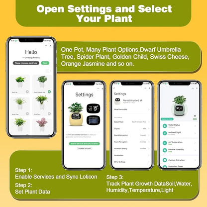 Upgraded AI Smart Flower Pot Multi-Emotion Interactive Digital Display Self Watering Planter Robot Flower Pot Supports 50+ Plants Decor for Desk Home Pet Office(Yellow)