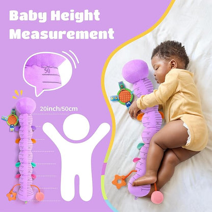 AWOTOY Baby Toys 6-12 Months Music Caterpillar Infant Toys Stuffed Animals | 0-3-6 Months Sensory Toys Tummy Time Teething Toys with Mirror Pull String Rattle for Newborn Boy Girl Shower Birthday Gifts