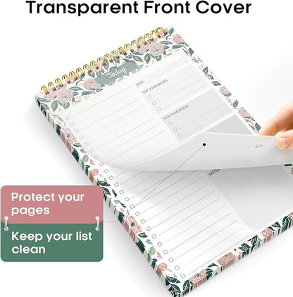 Taja To Do List Notepad, Undated Daily Planner for Work and Goal Setting | Rose Meadow, 52 Sheets, 9.8" x 6.5" , for Office, Home and school, Daily Task Planning, Notes and Everyday Organization