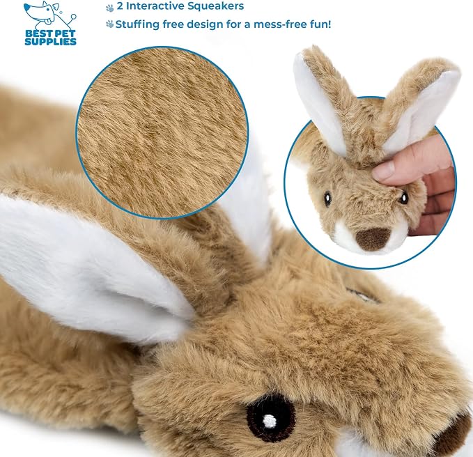 Best Pet Supplies Squeaky Dog Toys with Soft Durable Fabric for Small, Medium and Large Pets Interactive Toy for Indoor Play, Supports Active Biting and Play - Large (Hare, Sheep, Cow, Pig, Penguin)