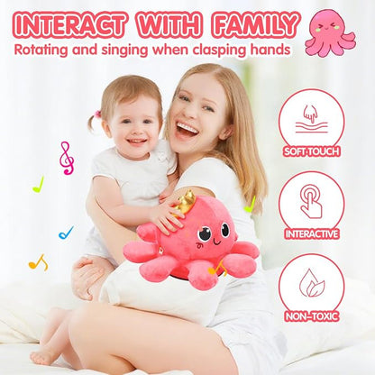 Tsomtto Baby Girl Toys, Musical Crawling & Walking Octopus Plush Light up Stuffed Animal Dancing Girl Gifts Music Sensory Infant Toy Learning Newborn Baby Girls First Birthday Gifts