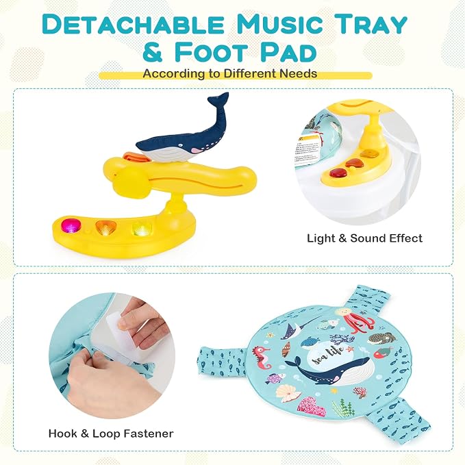 BABY JOY Baby Jumpers and Bouncers, Infant Activity Center with Music Lights Sounds, 360° Rotating Seat and 3 Adjustable Heights, Baby Play and Learning Center for 6-12 Months