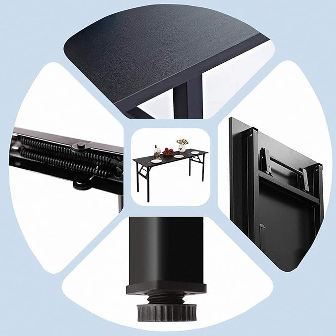 Need Office Computer Desk 60 Inch Sturdy Folding Laptop Table Black | Black Frame Writing Gaming Work Table/Foldable Home Office Desk/Sewing Table, No Assembly Required