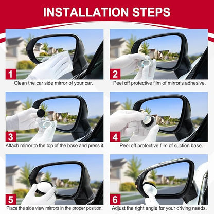 LivTee Blind Spot Mirror, Oval HD Glass Frameless Convex Rear View Mirror with wide angle Adjustable Stick for Cars SUV and Trucks, Pack of 2