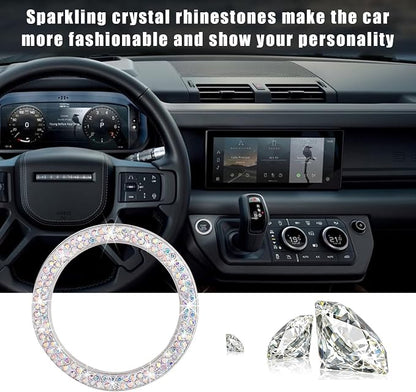 Kewucn Bling Crystal Double Rhinestone Car Engine Start Decoration Ring, Sparkling Push Start Button Sticker, Key Ignition & Knob Ring Decoration, Bling Car Interior Accessory(AB)