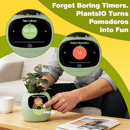 Upgraded AI Smart Flower Pot Multi-Emotion Interactive Digital Display Self Watering Planter, Monitor Soil Moisture/Water Level/Light/Battery, Supports 50+ Plants Decor for Desk Home Pet Office(Green)